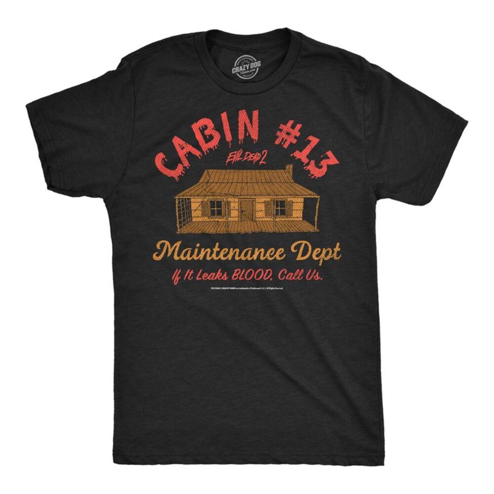Mens Funny T Shirts Cabin 13 Maintenance Evil Dead Movie Tee For Men